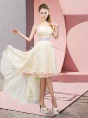 High Low Champagne Dama Dress Sweetheart Sleeveless Lace Up
