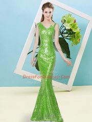 Sleeveless Sequined Floor Length Zipper Prom Dresses in with Sequins
