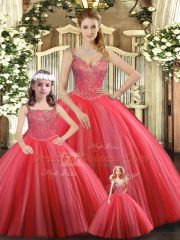 Sleeveless Lace Up Floor Length Beading Quinceanera Gowns