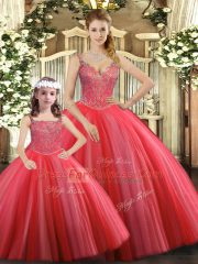 Sleeveless Lace Up Floor Length Beading Quinceanera Gowns