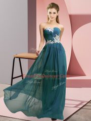 Adorable Floor Length Teal Homecoming Dress Sweetheart Sleeveless Lace Up