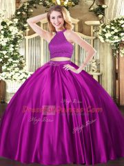 Beading Quinceanera Dresses Fuchsia Backless Sleeveless Floor Length