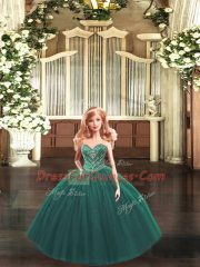 Sweetheart Sleeveless Lace Up Sweet 16 Dresses Dark Green Tulle