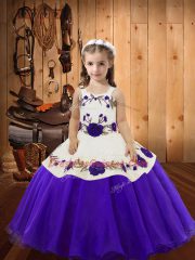 Beauteous Organza Sleeveless Floor Length Custom Made Pageant Dress and Embroidery