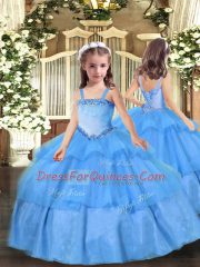 Sweetheart Sleeveless Lace Up Quinceanera Gowns Baby Blue Organza