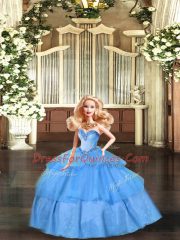 Sweetheart Sleeveless Lace Up Quinceanera Gowns Baby Blue Organza