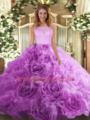 Lilac Quinceanera Dress Sweet 16 and Quinceanera with Lace Scoop Sleeveless Zipper