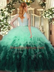 Pretty Ruffles 15th Birthday Dress Multi-color Backless Sleeveless Floor Length