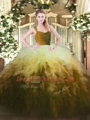 Glamorous Sleeveless Floor Length Ruffles Zipper Sweet 16 Quinceanera Dress with Multi-color