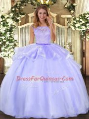 Vintage Lavender Sleeveless Organza Clasp Handle 15 Quinceanera Dress for Military Ball and Sweet 16 and Quinceanera
