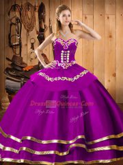 Sleeveless Lace Up Floor Length Embroidery Sweet 16 Quinceanera Dress