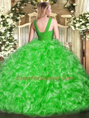 Stunning V-neck Sleeveless Zipper Ball Gown Prom Dress Organza
