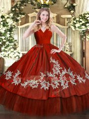 Fabulous Floor Length Ball Gowns Sleeveless Wine Red Sweet 16 Dresses Zipper