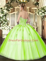 Gold Tulle Lace Up 15th Birthday Dress Sleeveless Floor Length Beading