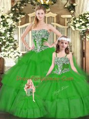 Sleeveless Lace Up Floor Length Beading and Ruffled Layers Quinceanera Dress