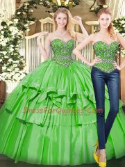 Wonderful Organza Sleeveless Floor Length Vestidos de Quinceanera and Beading and Ruffled Layers