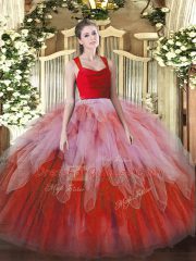 Custom Design Multi-color Sleeveless Ruffles Floor Length 15 Quinceanera Dress