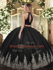 Floor Length Fuchsia Quinceanera Dresses Halter Top Sleeveless Backless