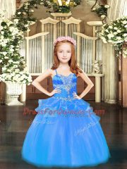 Sleeveless Lace Up Floor Length Beading Kids Formal Wear