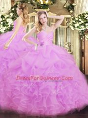 Customized Sleeveless Beading and Ruffles Lace Up 15th Birthday Dress