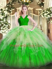 Multi-color Zipper Sweet 16 Dress Ruffles Sleeveless Floor Length