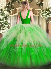 Multi-color Zipper Sweet 16 Dress Ruffles Sleeveless Floor Length