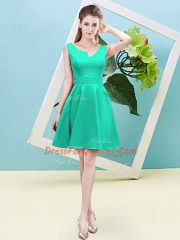 Turquoise Zipper Damas Dress Ruching Sleeveless Mini Length