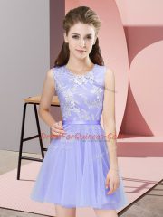 Sleeveless Mini Length Lace Side Zipper Quinceanera Dama Dress with Lavender