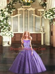Sexy Lavender Scoop Neckline Beading Sweet 16 Dress Sleeveless Lace Up