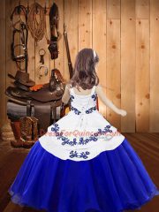 Admirable Fuchsia Sleeveless Embroidery Floor Length Little Girls Pageant Dress