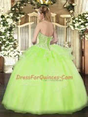 Traditional Yellow Sleeveless Floor Length Beading and Ruffles Lace Up Vestidos de Quinceanera