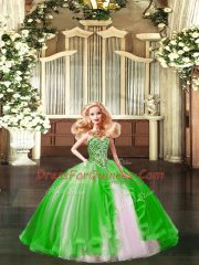 Green Sweetheart Neckline Beading Ball Gown Prom Dress Sleeveless Lace Up