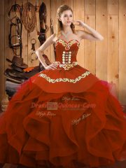 Pretty Organza Sleeveless Floor Length Sweet 16 Dresses and Embroidery and Ruffles