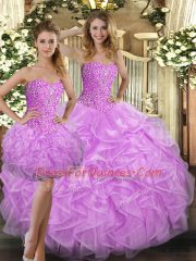 New Style Tulle Sleeveless Floor Length Vestidos de Quinceanera and Beading and Ruffles