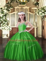 Latest Sleeveless Beading Lace Up Kids Pageant Dress
