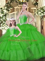Graceful Sweetheart Sleeveless Organza Sweet 16 Quinceanera Dress Beading and Ruffled Layers Lace Up