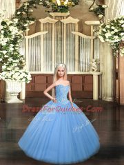 Baby Blue Quinceanera Dresses Military Ball and Sweet 16 and Quinceanera with Beading Sweetheart Sleeveless Lace Up