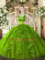 Attractive Sleeveless Floor Length Beading and Ruffles Side Zipper Sweet 16 Dress