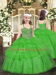 Flirting Sleeveless Beading and Ruffled Layers Lace Up Sweet 16 Dress