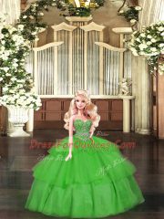 Flirting Sleeveless Beading and Ruffled Layers Lace Up Sweet 16 Dress