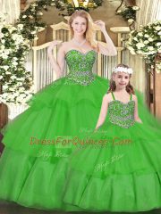 Flirting Sleeveless Beading and Ruffled Layers Lace Up Sweet 16 Dress