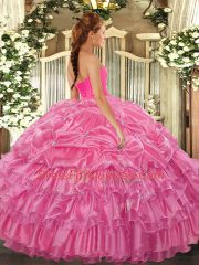 Exceptional Lavender Organza Lace Up Sweetheart Sleeveless Floor Length Quinceanera Gowns Beading and Ruffled Layers