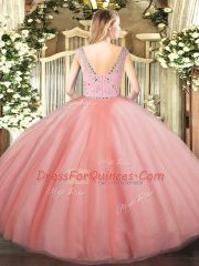 Ball Gowns Quinceanera Dress Lavender Bateau Tulle Sleeveless Floor Length Zipper