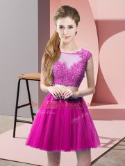 Eye-catching Scoop Sleeveless Zipper Dress for Prom Fuchsia Tulle