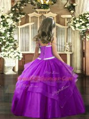 Discount Appliques and Ruffled Layers Little Girls Pageant Gowns Baby Blue Lace Up Sleeveless Floor Length