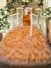 Fabulous Scoop Sleeveless Organza Vestidos de Quinceanera Ruffled Layers Clasp Handle