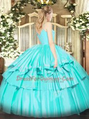 Green Quinceanera Gown Military Ball and Sweet 16 and Quinceanera with Ruffled Layers Spaghetti Straps Sleeveless Zipper