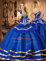Glorious Blue Sweetheart Neckline Embroidery 15th Birthday Dress Sleeveless Lace Up