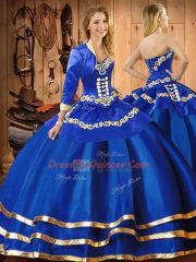 Glorious Blue Sweetheart Neckline Embroidery 15th Birthday Dress Sleeveless Lace Up