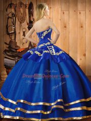 Glorious Blue Sweetheart Neckline Embroidery 15th Birthday Dress Sleeveless Lace Up